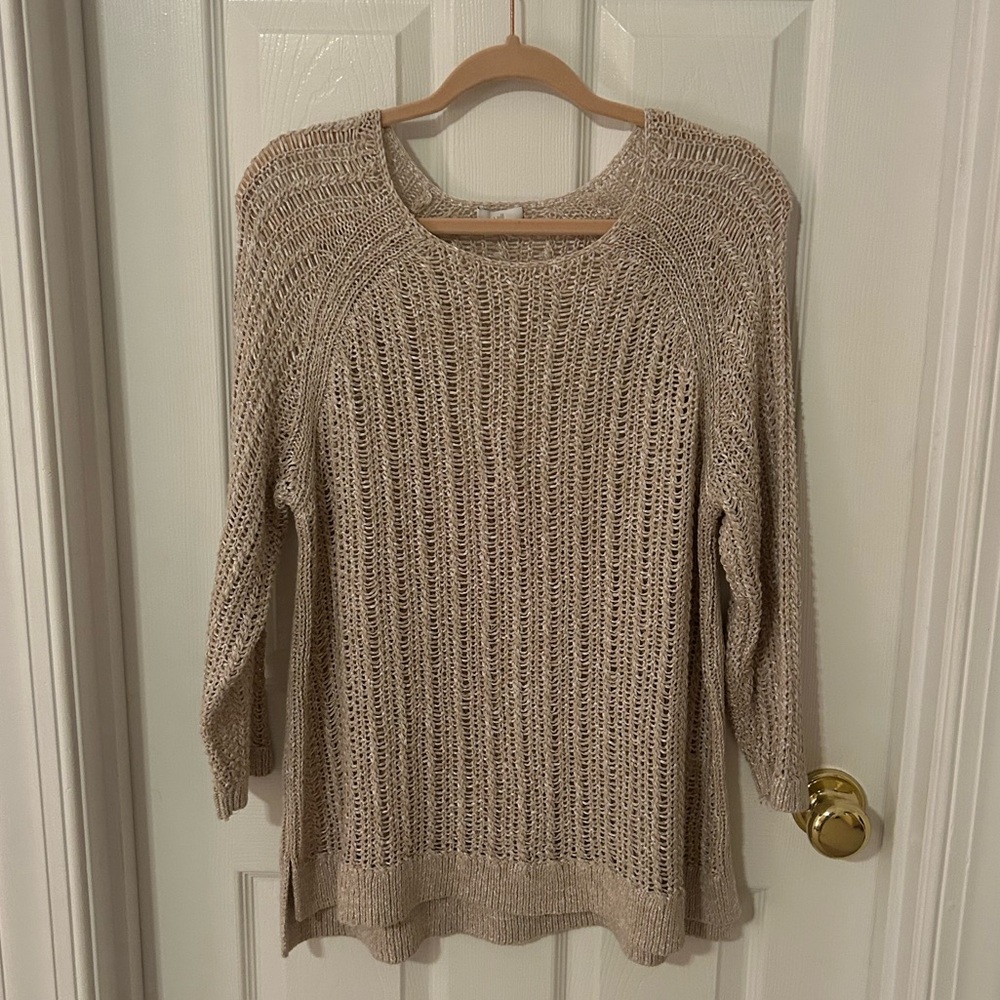J-Jill Beige Crochet Sweater